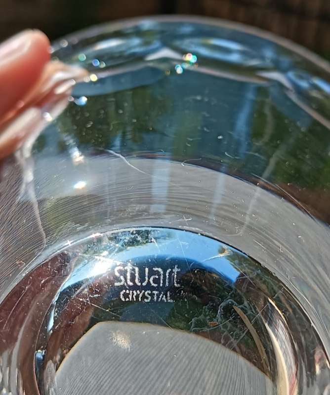 Ringing and Singing Stuart England Chrystal Glass Bowl with Stuart Chrystal Acid Etched Mark
