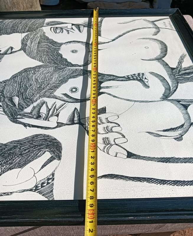 Malangatana! Valente Ngwenya (1936-2011) Face and Nude Study Original Ink on Paper Drawing