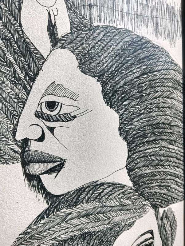 Malangatana! Valente Ngwenya (1936-2011) Face and Nude Study Original Ink on Paper Drawing