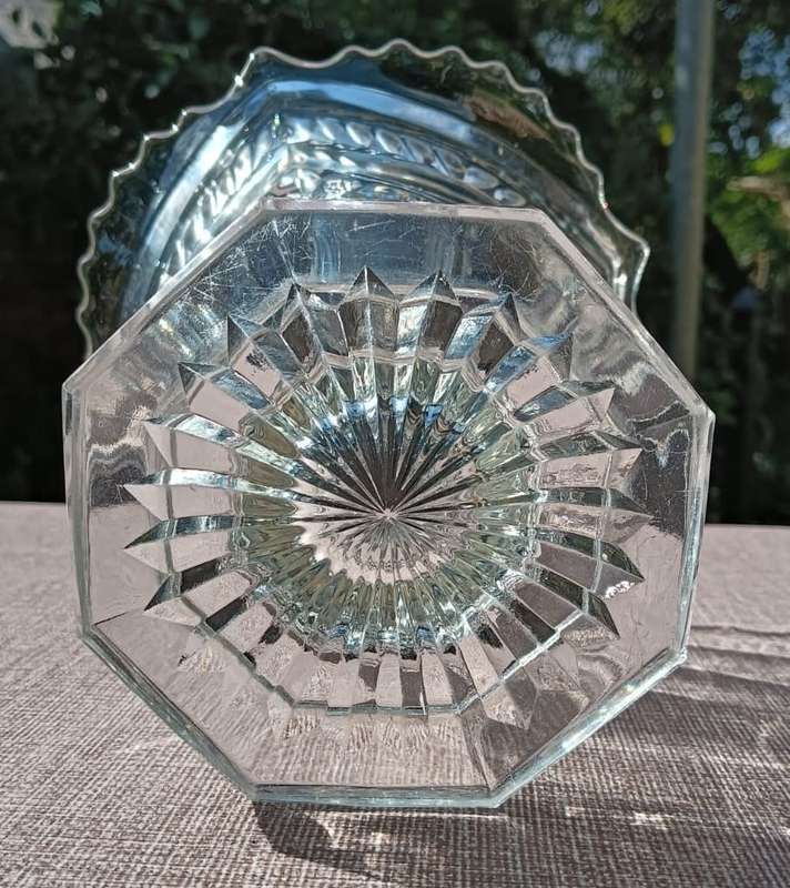 Superb Ringing and Singing Czech Chrystal Trumpet Vase with Hexagonal Base