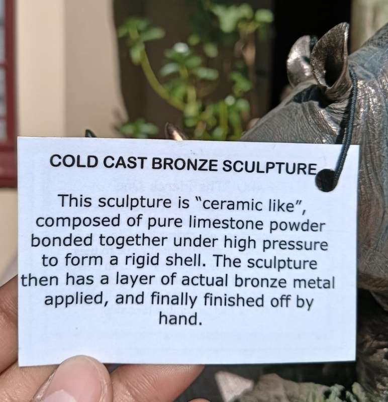 Faru the Fierce One Cold Cast Bronze African Black Rhino Sculpture Very Large 33cm Long by Zawadi