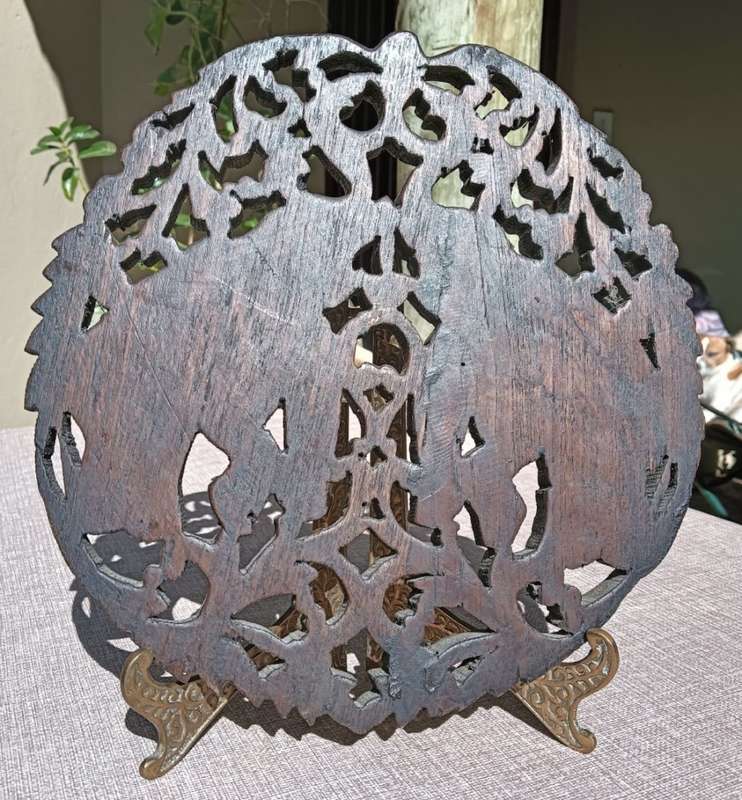 Intricate Elephant Teak Wood Relief Carving Wall Hanger Chiang Mai Thailand