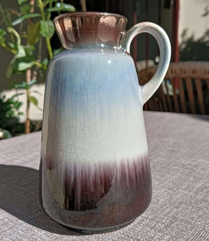 RARE Eye-Catching 1950s Bay Keramik German Melting Glaze Ceramic Pitcher Vase of HIGH QUALITY