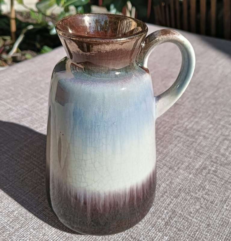 RARE Eye-Catching 1950s Bay Keramik German Melting Glaze Ceramic Pitcher Vase of HIGH QUALITY