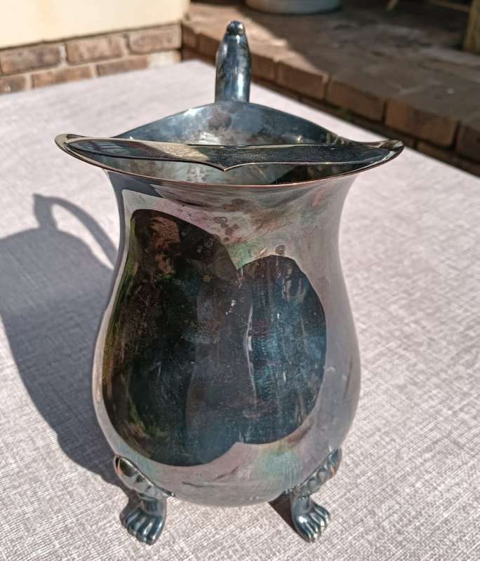 VINTAGE (1970S) EM-ESS SA SILVERPLATED PITCHER WITH STRAINER LARGE 22CM HIGH GOOD CONDITION