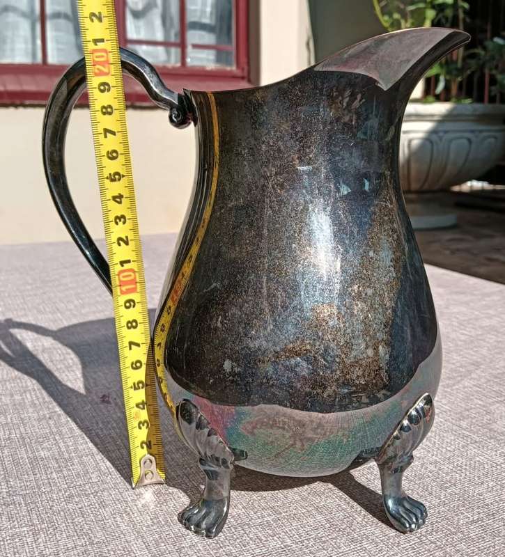 VINTAGE (1970S) EM-ESS SA SILVERPLATED PITCHER WITH STRAINER LARGE 22CM HIGH GOOD CONDITION