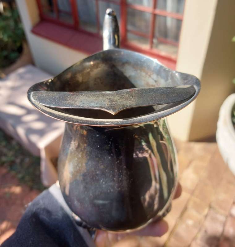 VINTAGE (1970S) EM-ESS SA SILVERPLATED PITCHER WITH STRAINER LARGE 22CM HIGH GOOD CONDITION