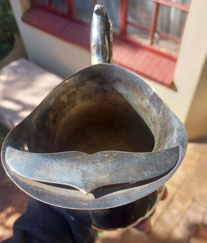 VINTAGE (1970S) EM-ESS SA SILVERPLATED PITCHER WITH STRAINER LARGE 22CM HIGH GOOD CONDITION