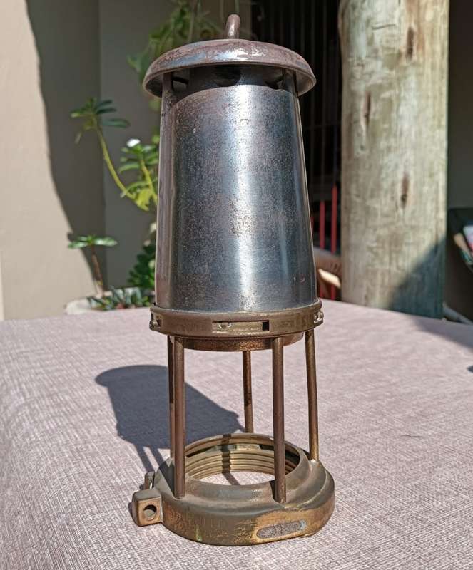 Amazing Antique Victor Kent UK The Wolf Safety Lamp No 7 Brass and Metal Miners Lamp in Very Good