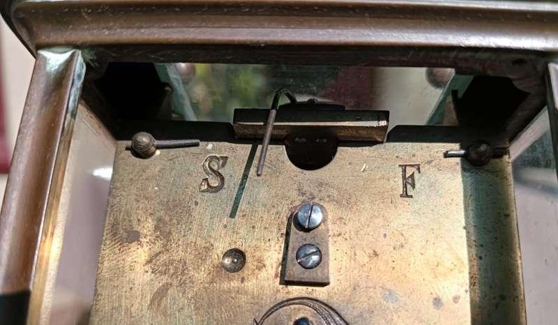 Rare Antique Late 19th Century French Brass Corniche Case Carriage Officers Clock  WITH KEY