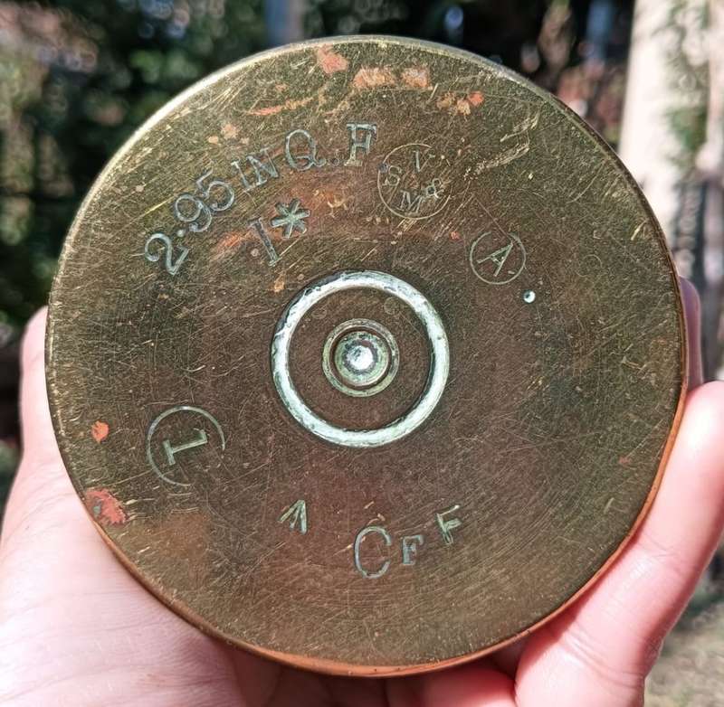 Very Rare early 1900s Vickers British Mountain Gun (Pack Howitzer) 2.95 Inch (75mm) Shell Casing