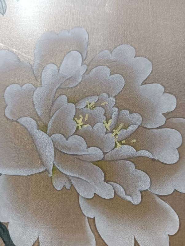 Chinese Watercolour on Silk Painting of Sparrow and Peonie Flowering Branch Artist Signed