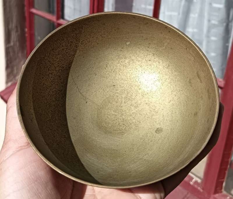 Brass Bowl with Engraved Dragon Motive plus Brass Ashtray with Embossed Relief Barscene