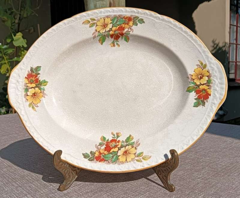 Hand Painted 1930s Cartwright & Edwards England Norville Ware Gaye Hibuscus Flower Pattern Tray