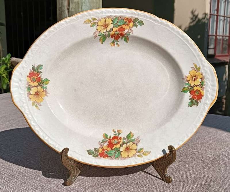 Hand Painted 1930s Cartwright & Edwards England Norville Ware Gaye Hibuscus Flower Pattern Tray