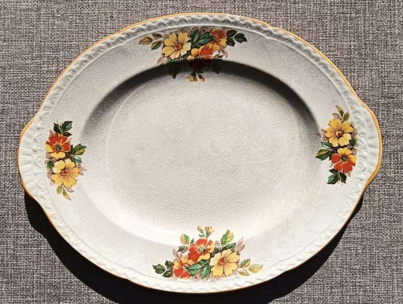 Hand Painted 1930s Cartwright & Edwards England Norville Ware Gaye Hibuscus Flower Pattern Tray