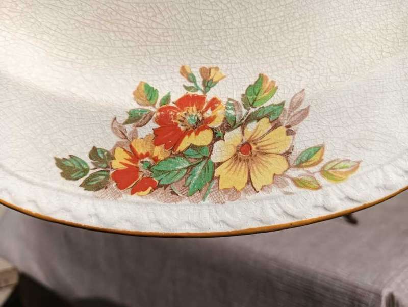 Hand Painted 1930s Cartwright & Edwards England Norville Ware Gaye Hibuscus Flower Pattern Tray