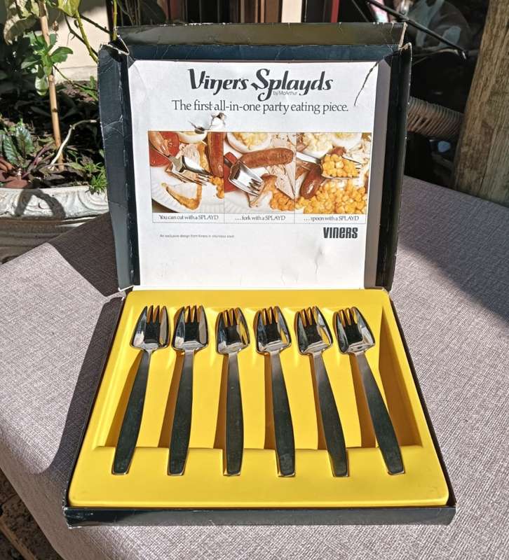 Viners 1960s Splayd Set of 6 - Its a Fork Its a Spoon And you can Cut with it