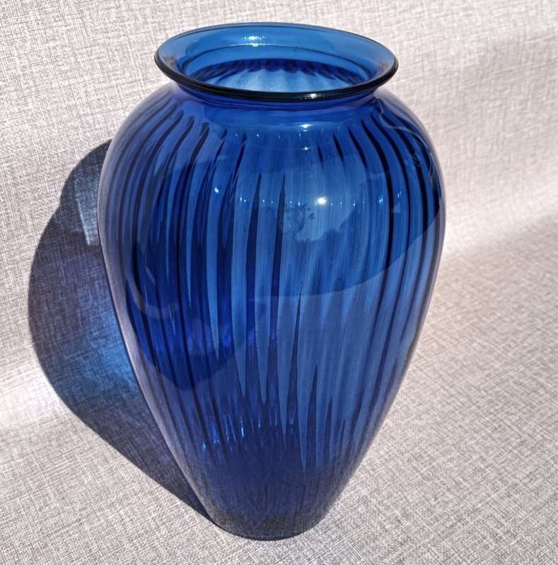 Awesome Entryway Centerpiece Anchor Hocking Cobalt Blue Ribbed Flower Vase