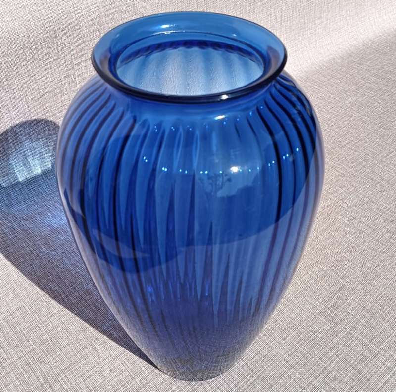 Awesome Entryway Centerpiece Anchor Hocking Cobalt Blue Ribbed Flower Vase