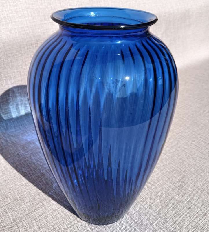 Awesome Entryway Centerpiece Anchor Hocking Cobalt Blue Ribbed Flower Vase