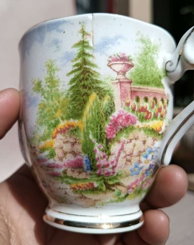 Supplied to Her Majesty Queen Mary Rare Royal Albert 1927-1935 Kentish Rockery Pattern Duo No 1 of 2