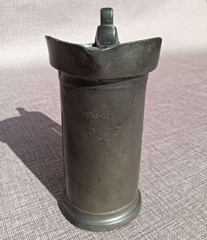 Antique 18th/19th Century Rudot a Lille French Royal Aristocratic Old Pewter Measuring Jug
