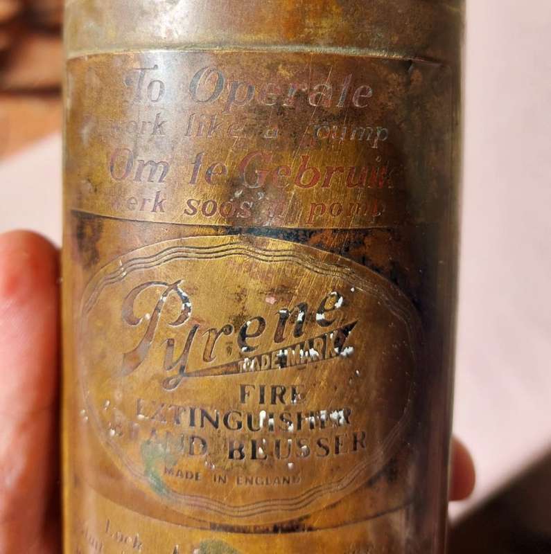 Iconic Antique (1911-1950) Pyrene Type P1 Brass Portable Pump Fire Extinguisher
