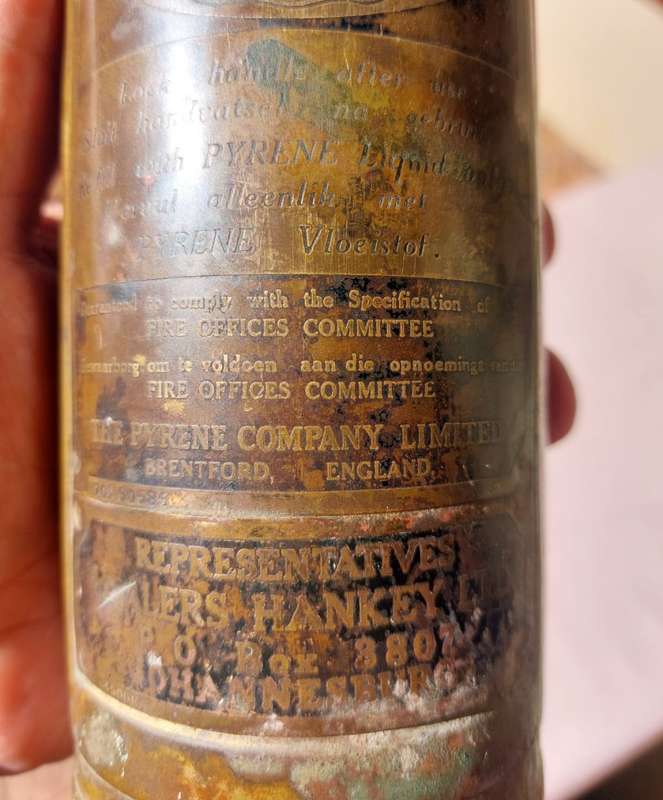 Iconic Antique (1911-1950) Pyrene Type P1 Brass Portable Pump Fire Extinguisher