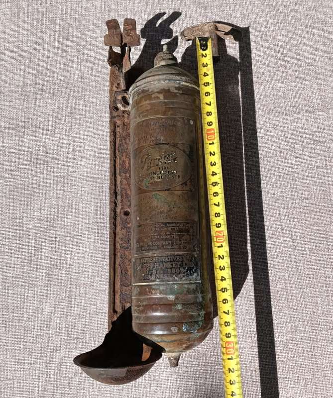 Iconic Antique (1911-1950) Pyrene Type P1 Brass Portable Pump Fire Extinguisher