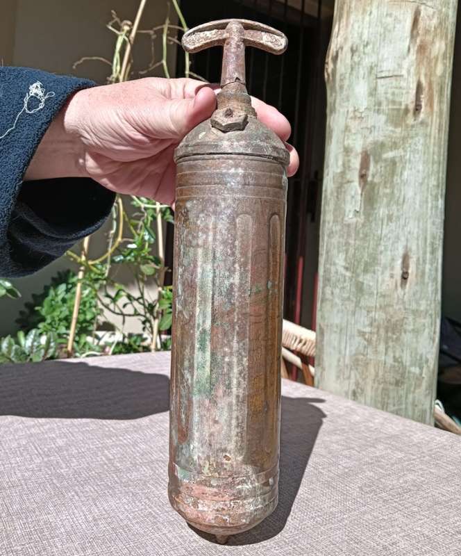 Iconic Antique (1911-1950) Pyrene Type P1 Brass Portable Pump Fire Extinguisher