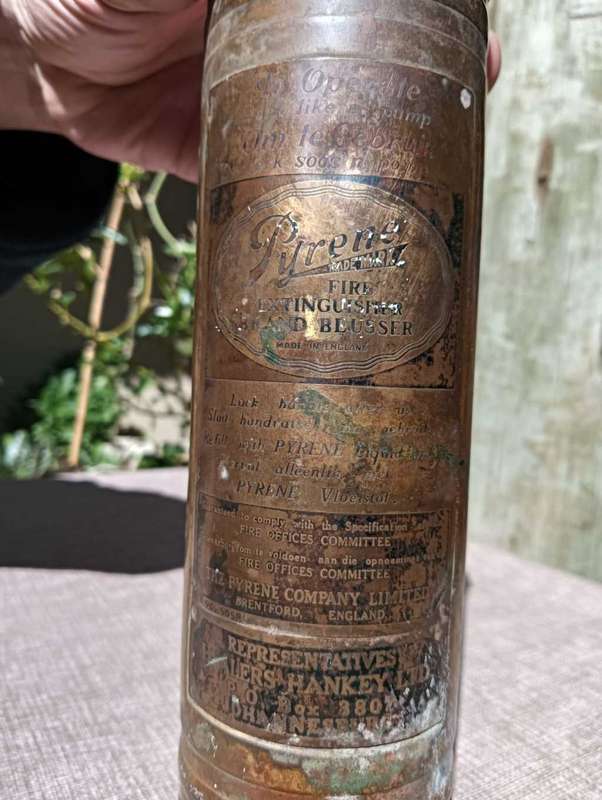Iconic Antique (1911-1950) Pyrene Type P1 Brass Portable Pump Fire Extinguisher