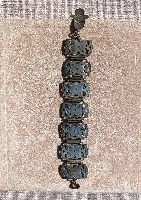 Islamic Pewter Bracelet with Swords, and Elephants in Relief  Souvenir from Madeira Portugal