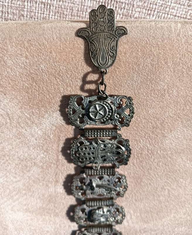 Islamic Pewter Bracelet with Swords, and Elephants in Relief  Souvenir from Madeira Portugal