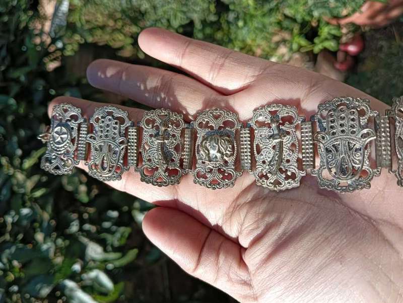 Islamic Pewter Bracelet with Swords, and Elephants in Relief  Souvenir from Madeira Portugal