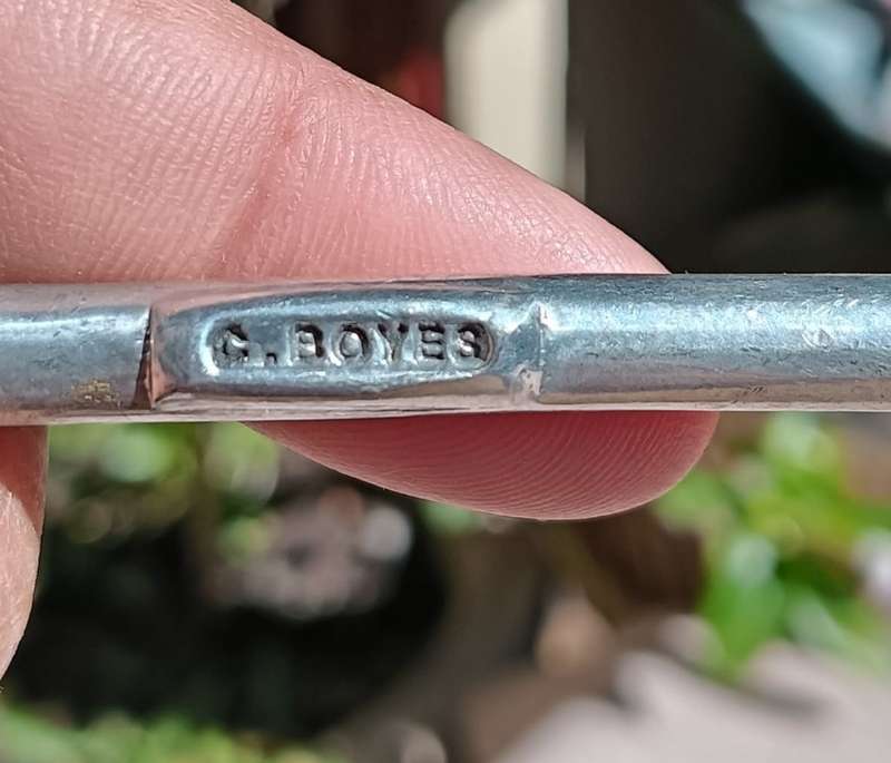 CARROL BOYES (SA 1954 - 2019) PEWTER HONEY DIPPER WITH RARELY SEEN EXTRA DOUBLE C EAGLE MAKERS MARK