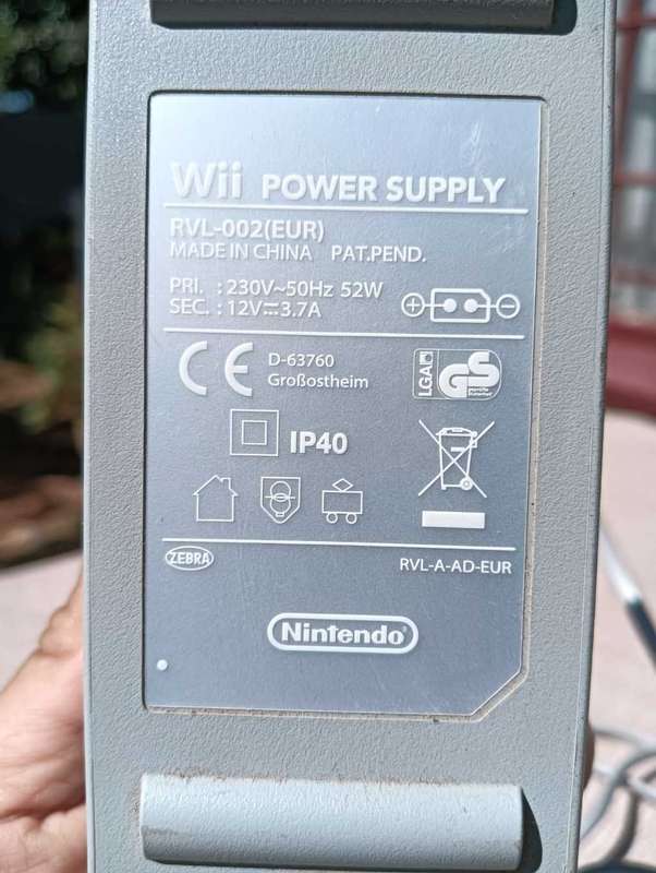 NINTENDO WII Model RVL-002 (EUR) Power Adapter and RCI Cable - Note No Console