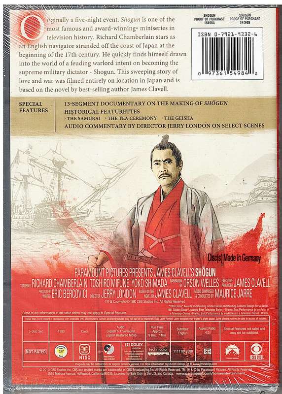 Shogun (1980 Miniseries) 5 DVD Set