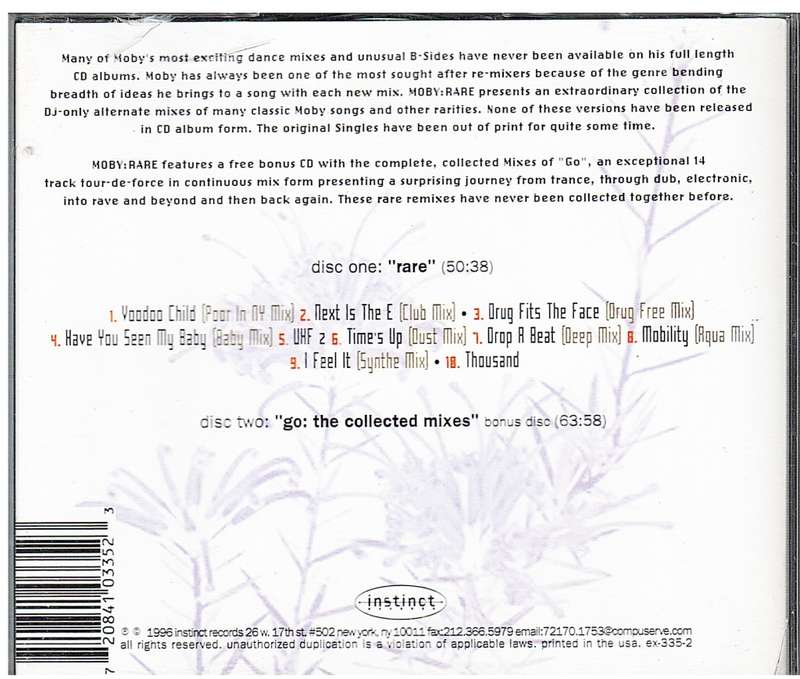 Moby - Rare: The Collected B-Sides 1989-1993 Double CD