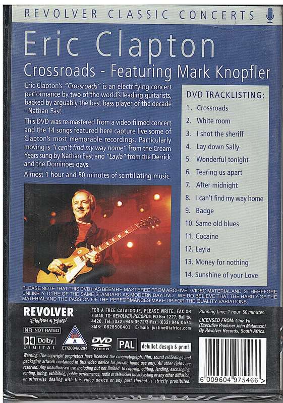 Eric Clapton - Crossroads (Featuring Mark Knopfler) DVD (Revolver Classic Concerts) (NEW)