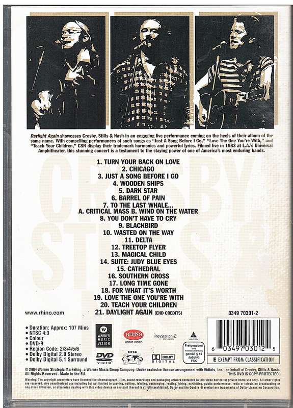 Crosby, Stills & Nash - Daylight Again DVD