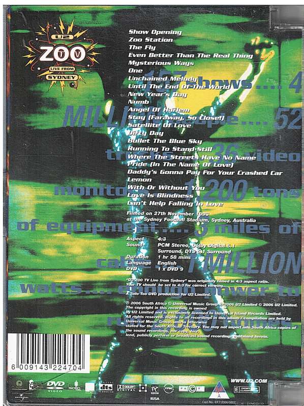 U2 - ZooTV Live From Sydney DVD