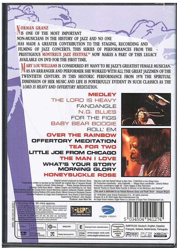 Mary Lou Williams `78 (Norman Granz` Jazz at Montreux Presents...) DVD