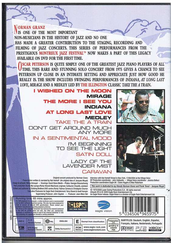 Oscar Peterson `75 (Norman Granz` Jazz at Montreux Presents...) DVD