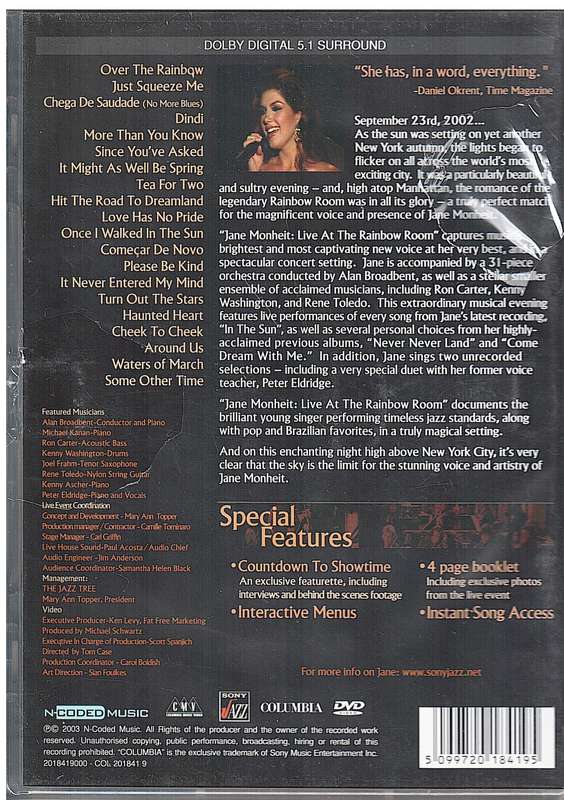 Jane Monheit Live at the Rainbow Room DVD