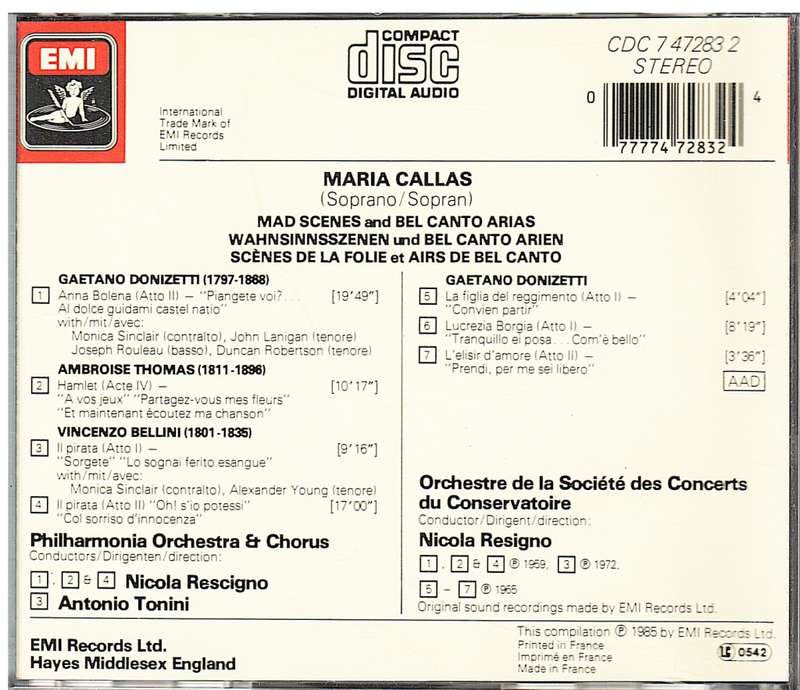 Maria Callas - Mad Scenes & Bel Canto Arias CD