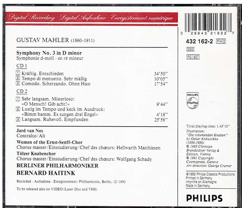 Mahler - Symphony No 3 (Berliner Philharmoniker, Bernard Haitink Cond.) 2 CD Set