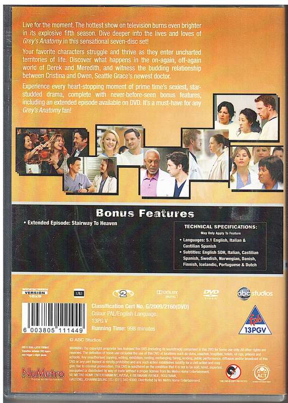 Grey`s Anatomy The Complete Fifth Season DVD