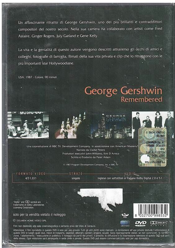 George Gershwin Remembered DVD