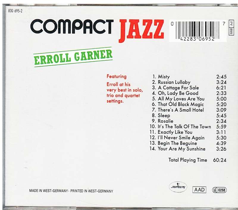 Erroll Garner - Compact Jazz CD